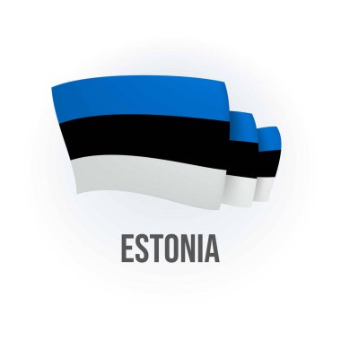 Estonya 'nın vektör bayrağı. Estonya bayrağı sallıyor. Vektör illüstrasyonu.