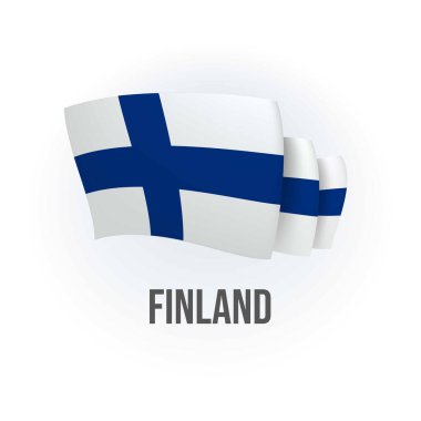 Finlandiya vekil bayrağı. Fin bayrağı sallıyor. Vektör illüstrasyonu.