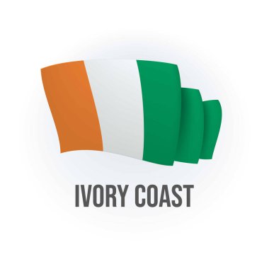 Fildişi Sahili 'nin vektör bayrağı. Ivorian bayrağı sallıyor. Vektör illüstrasyonu.