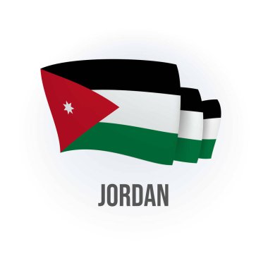 Jordan 'ın vektör bayrağı. Ürdün bayrağı sallıyor. Vektör illüstrasyonu.