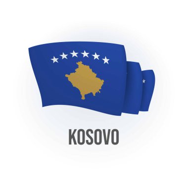 Kosova 'nın vekil bayrağı. Kosova bayrağı sallıyor. Vektör illüstrasyonu.