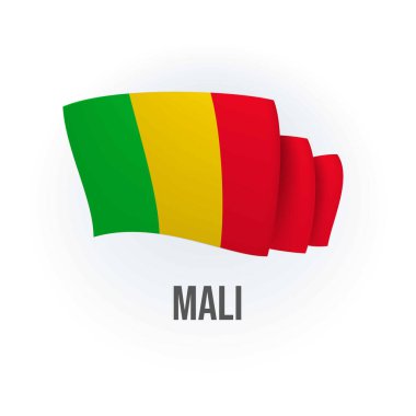 Mali 'nin vektör bayrağı. Mali bayrağı sallıyor. Vektör illüstrasyonu.