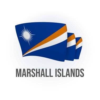 Marshall Adaları 'nın vektör bayrağı. Marshallese bayrağı sallıyor. Vektör illüstrasyonu.