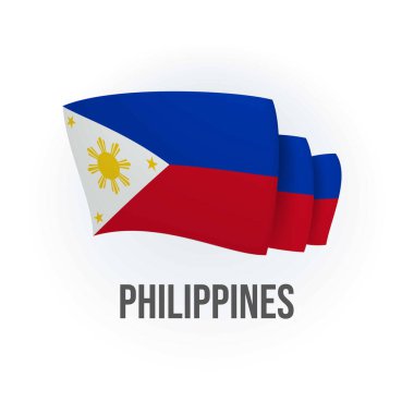 Filipinler 'in vektör bayrağı. Filipinler bayrak sallıyor. Vektör illüstrasyonu.