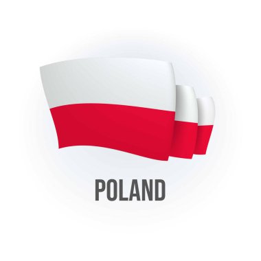 Polonya 'nın vektör bayrağı. Polonya bayrağı sallıyor. Vektör illüstrasyonu.