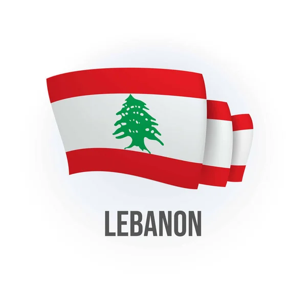 Vector Flag Lebanon Lebanese Waving Flag Vector Illustration — Stock Vector