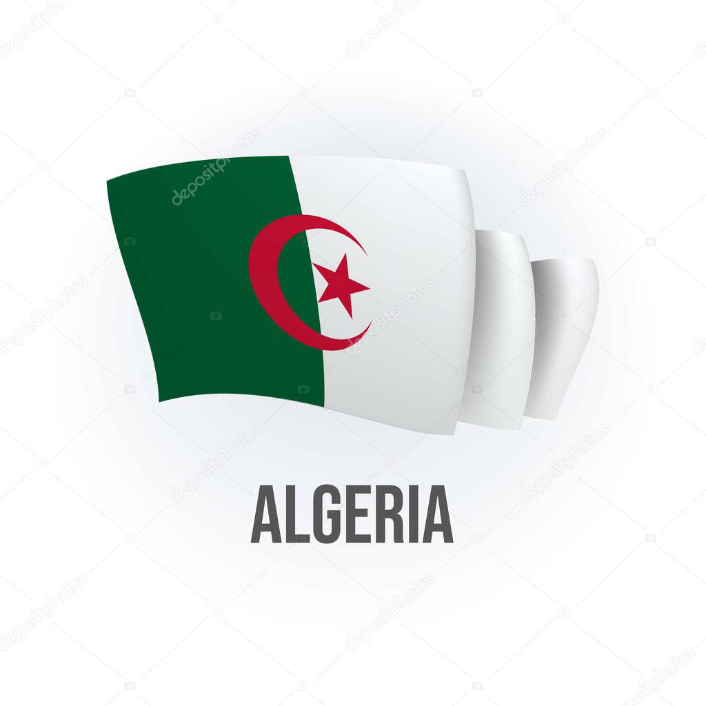 Vector flag of Algeria. Algerian waving flag. Vector illustration.