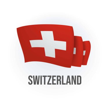 İsviçre vekil bayrağı. İsviçre bayrağı sallıyor. Vektör illüstrasyonu.