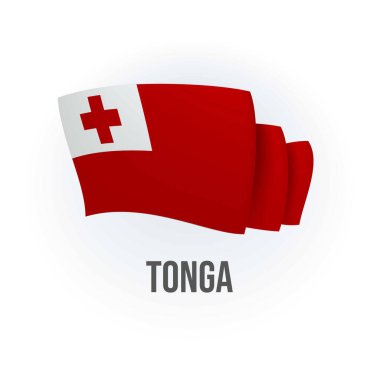 Tonga 'nın vektör bayrağı. Tongan bayrağı sallıyor. Vektör illüstrasyonu.