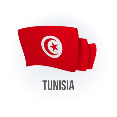 Tunus 'un vekil bayrağı. Tunus bayrağı sallıyor. Vektör illüstrasyonu.