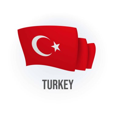 Türkiye 'nin vektör bayrağı. Marmaris bayrak sallıyor. Vektör illüstrasyonu.