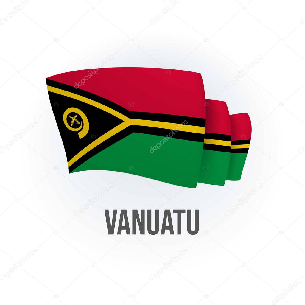 Vector flag of Vanuatu. Vanuatuan waving flag. Vector illustration.