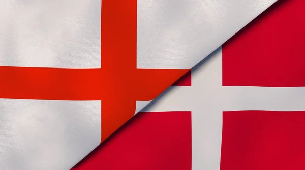 Dvě Státní Vlajky Anglie Dánska Kvalitní Sportovní Zázemí Ilustrace — Stock fotografie