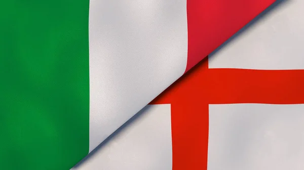 Δύο Σημαίες Της Ιταλίας Και Της Αγγλίας Υψηλής Ποιότητας Αθλητικό — Φωτογραφία Αρχείου