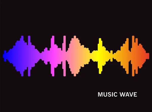 Pulsmusik-Player Silhouette auf schwarzem Hintergrund. Audio bunte Welle Logo. Vector Rainbow Equalizer Element — Stockvektor