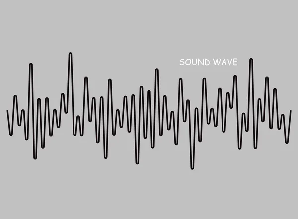 Logo de onda de sonido negro, ecualizador de música digital, símbolo de audio de pulso sobre fondo gris. Ilustración aislada vectorial — Vector de stock