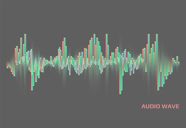 Modern neon muziek wave logo. Digitaal audio concept. Gestileerde golflijnen elementen. Vector kleurrijke puls equalizer — Stockvector