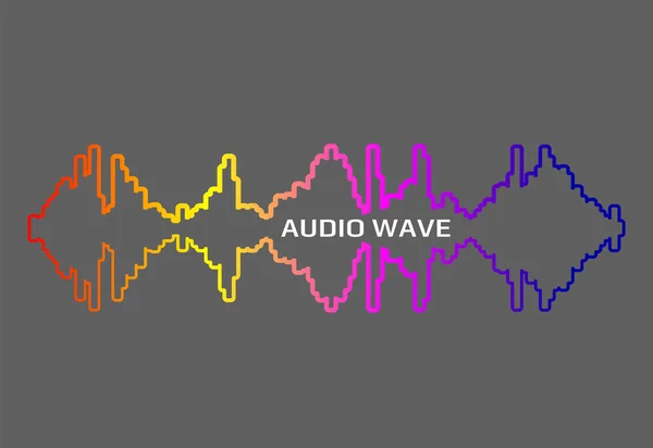 Kontura pulzního hudebního přehrávače. Logo zvukové vlny. Vektorový duhový ekvalizér — Stockový vektor