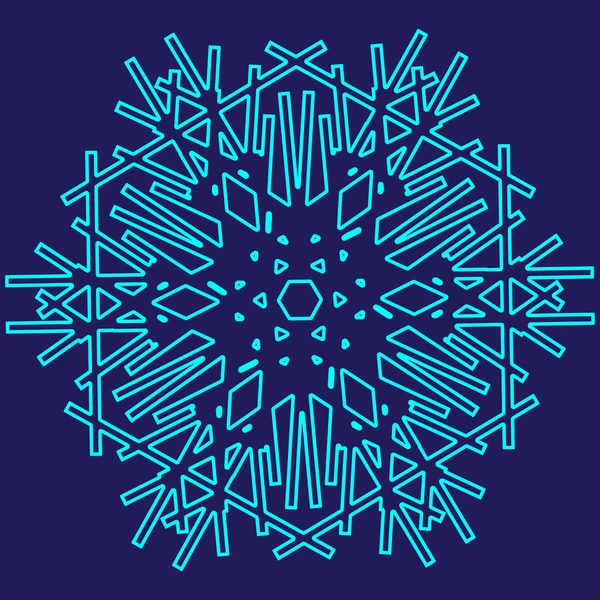 Bright snowflake logo. Winter crystal isolate icon on blue background. Jpeg illustration