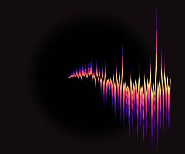 3D colorful sound waves oscillating on black background. Abstract electronic music poster. Modern audio equalizer, digital stereo vibrations, pulse recorder. Jpeg illustration