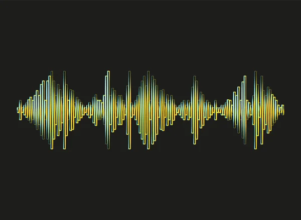 現代のネオン音楽波の周波数ロゴ デジタルオーディオ技術 様式化された波線 設計要素 抽象的なカラフルなパルスイコライザーの背景 Jpegイラスト — ストック写真