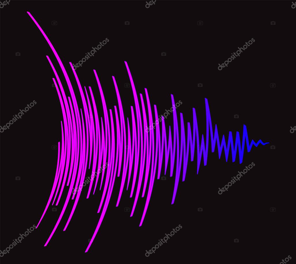 Music wave black background. Color pulse audio player banner. Futuristic waveform technology jpeg illustration.