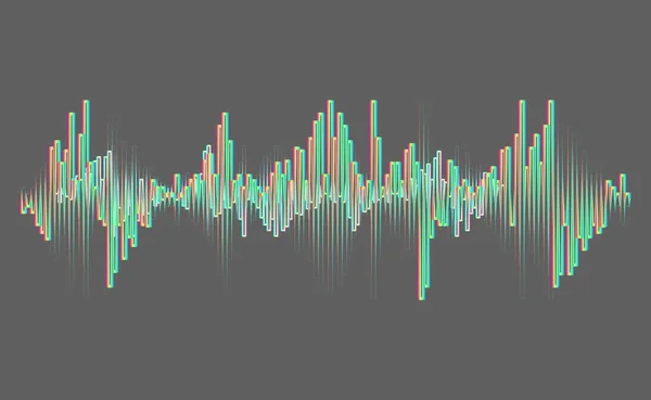 Σύγχρονο λογότυπο νέον μουσικό κύμα. Ψηφιακή ηχητική αντίληψη. Στυλιζαρισμένα στοιχεία κυματικών γραμμών. Πολύχρωμο παλμικό ισοσταθμιστή. Τζπεγκ — Φωτογραφία Αρχείου