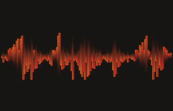 레드 펄스 뮤직 플레이어로고 검은 배경 위에. ( 영어 ) Jpeg Sound Wave Illustration. 설계 평등 요소 — 스톡 사진