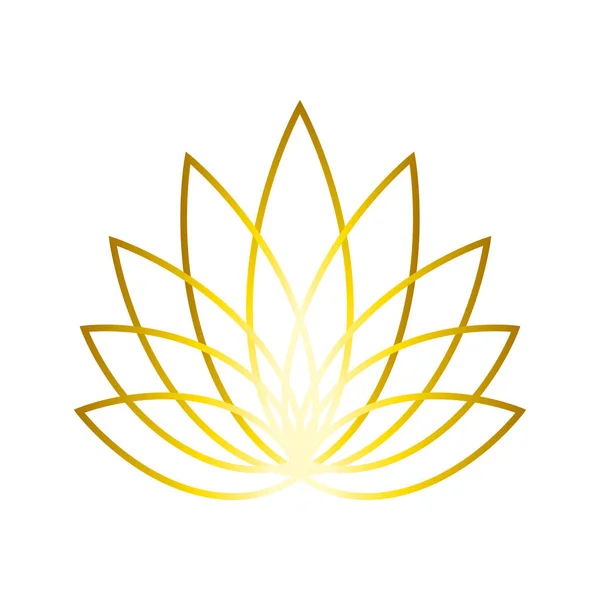 Golden Linear Lotus logo. Floral label for design yoga center, spa, beauty salon. Wellness industry symbol. Jpeg Illustration.