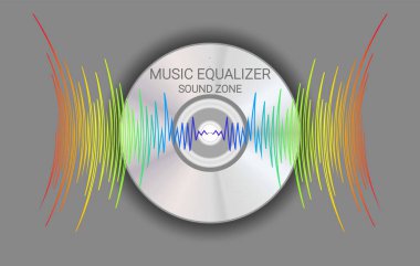 Renkli dalgalı müzik diski. Modern ses arkaplanı. Modaya uygun bir plak posteri. Vektör teknolojisi çizimi