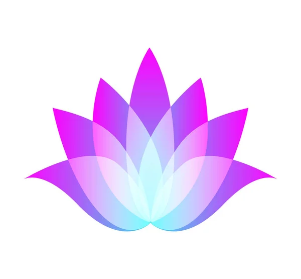 Gradient overlapping petals lotus logo. Flower label for wellness industry, spa center, beauty salon. Floral isolated symbol on white. Jpeg — Φωτογραφία Αρχείου