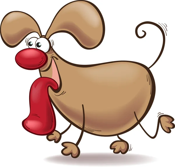 Cartoon dog with a big tongue out — Stock Vector