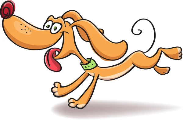 Perro corriendo divertido — Vector de stock