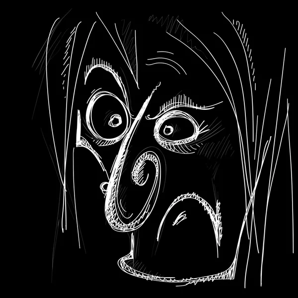 Caricatura malvagia di un volto umano — Vettoriale Stock