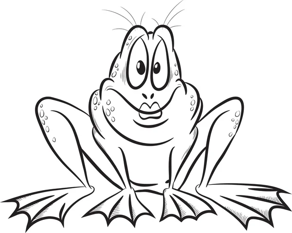 Drôle dessin animé grenouille contour — Image vectorielle