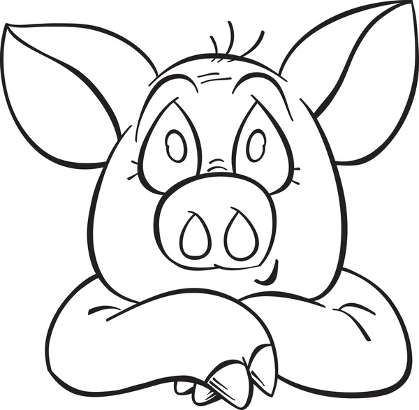 Sourire dessin animé porc contour — Image vectorielle