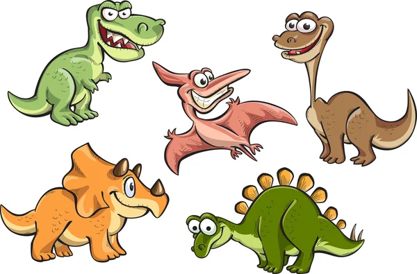 Conjunto de dinossauros de desenhos animados —  Vetores de Stock