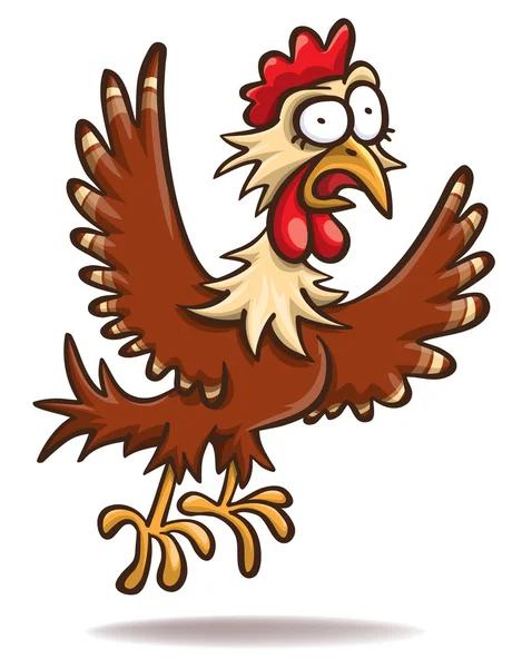 Pollo de dibujos animados asustado — Vector de stock