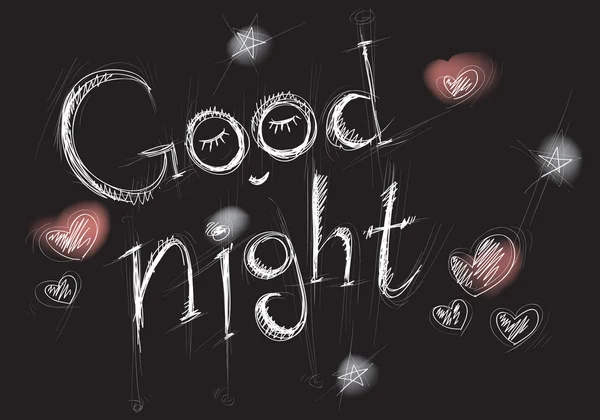 Stylized white lettering goodnight on a black background — Stock Vector