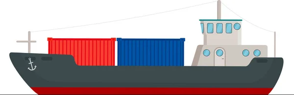 Kleines Containerschiff Auf Weißem Hintergrund — Stockvektor