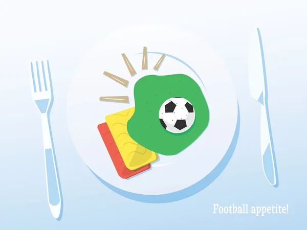 Созидательный футбольный фон. Футбол это еда. Футбольный аппетит ! — стоковый вектор