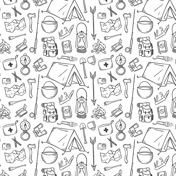 Elle çizilmiş turizm desen. Doodle vektör çizim turizm.