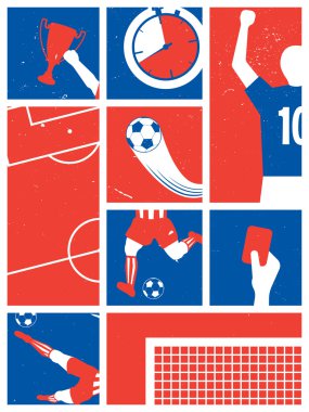 Fransa futbol / futbol arka plan. Futbol Retro Poster.