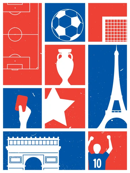 Frankrijk Soccer / Football achtergrond. Retro Poster van de voetbal. — Stockvector