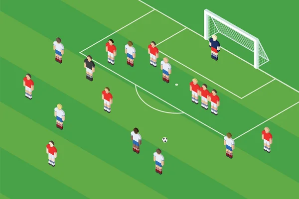 Fútbol / Fútbol Free Kick. Bola en el lugar de tiro libre en el estadio . — Vector de stock