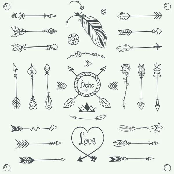 El kabile okları vektör çekilmiş. Boho stil illüstrasyon
