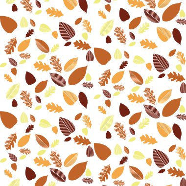 Sarı, turuncu ve kahverengi yaprakları ile sorunsuz dekoratif şablon doku.
