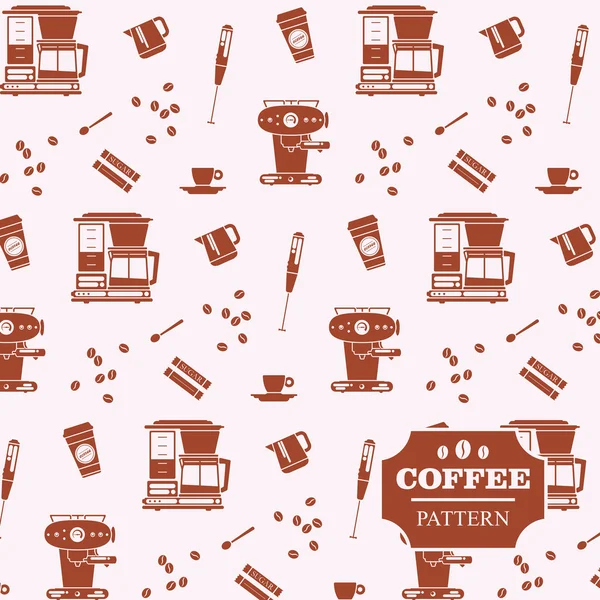 Бесшовный узор с кофейными принадлежностями . — стоковый вектор