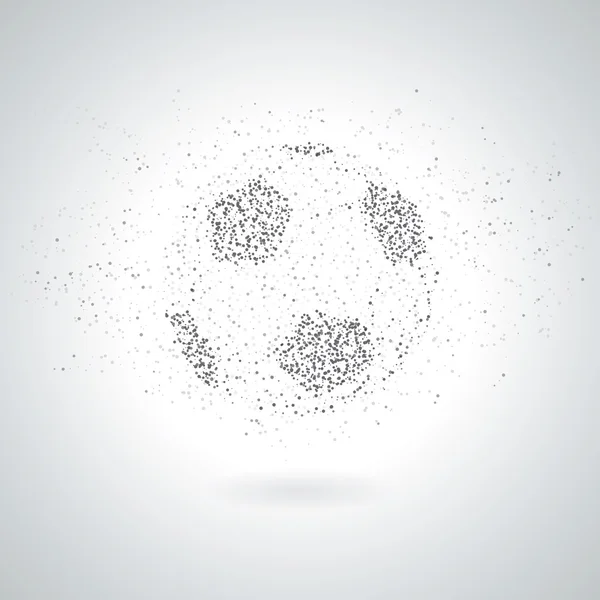 剪影的足球足球球从多边形颗粒。灰度背景. — 图库矢量图片