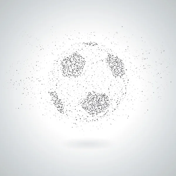 Silueta de fútbol / balón de fútbol de partícula polígono. Fondo de escala de grises . — Vector de stock